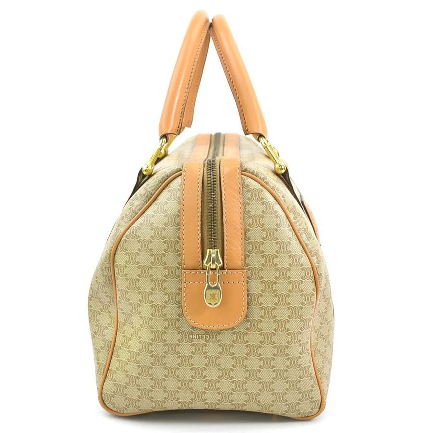 Celine Macadam Handbag Macadam with leather, BEIGE, LEATHER, Handbag