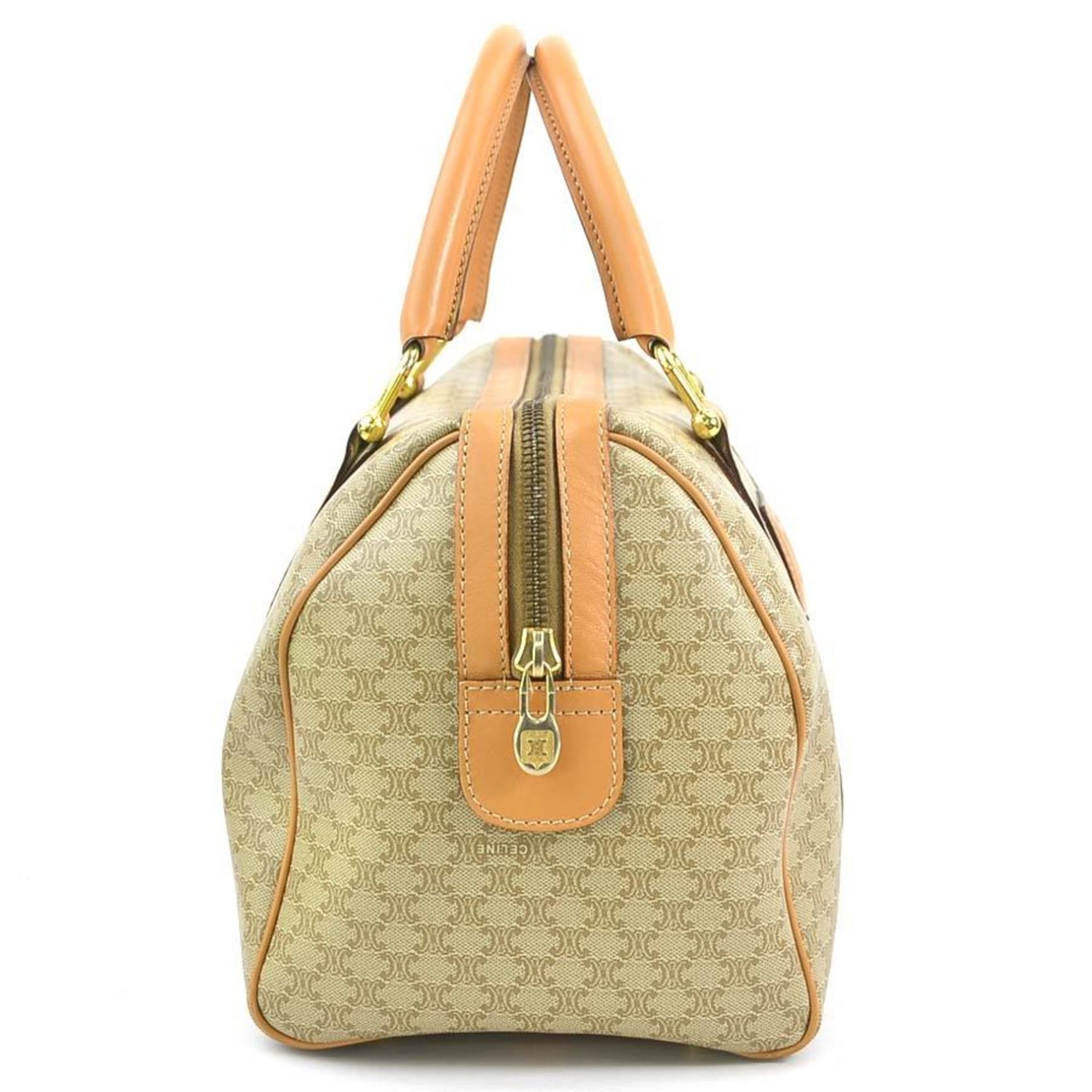 Celine Macadam Handbag Macadam with leather, BEIGE, LEATHER, Handbag