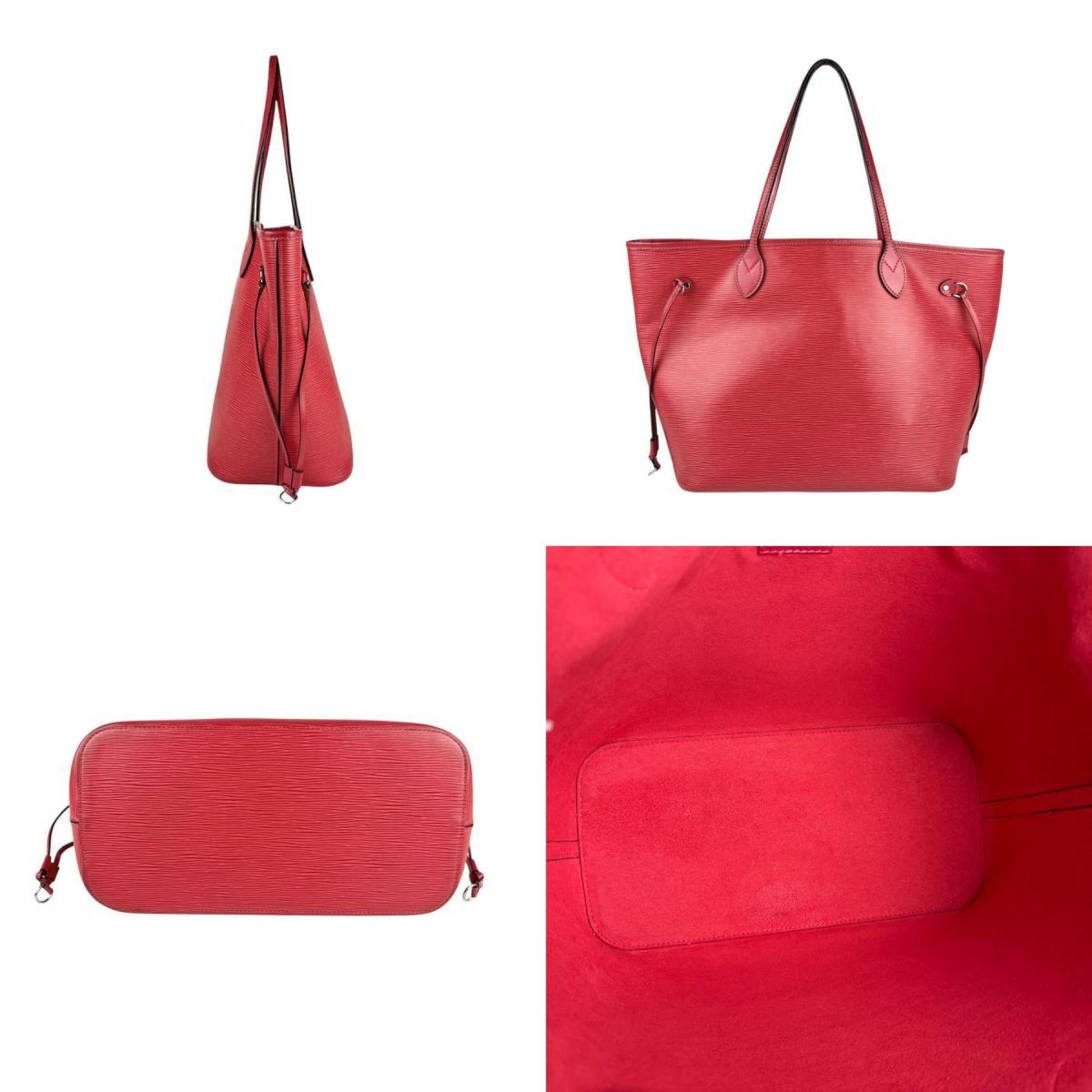 Louis Vuitton Neverfull MM, Burgundy, Leather, tote