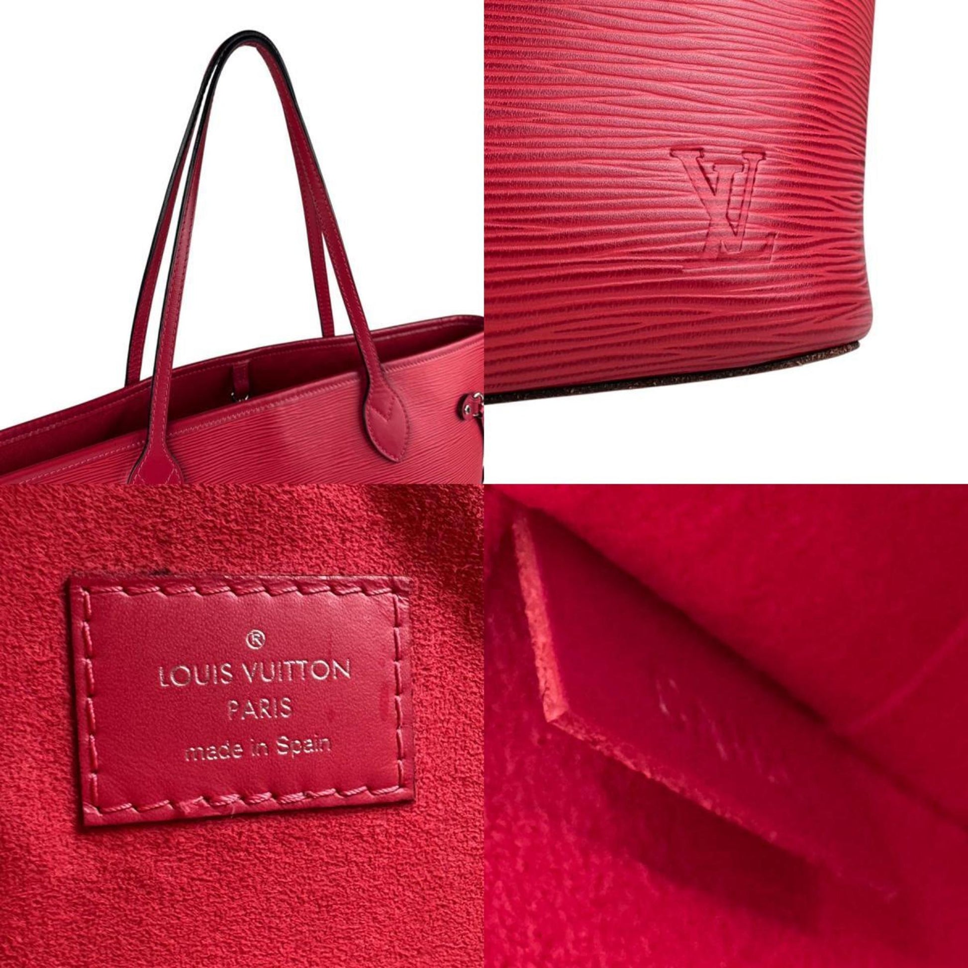 Louis Vuitton Neverfull MM, Burgundy, Leather, tote