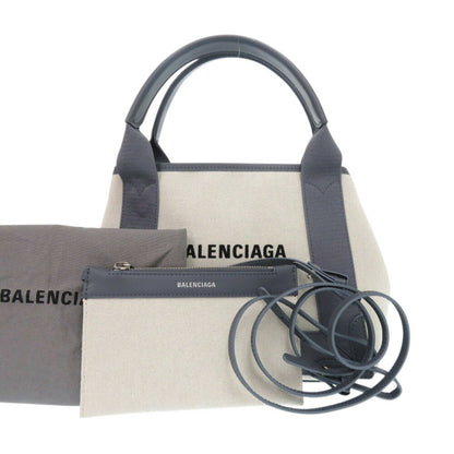 Balenciaga Navy Cabas, Beige, Canvas, handbag