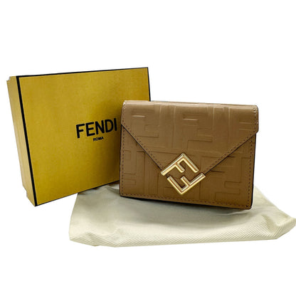 Fendi FF, Beige, Leather, wallet