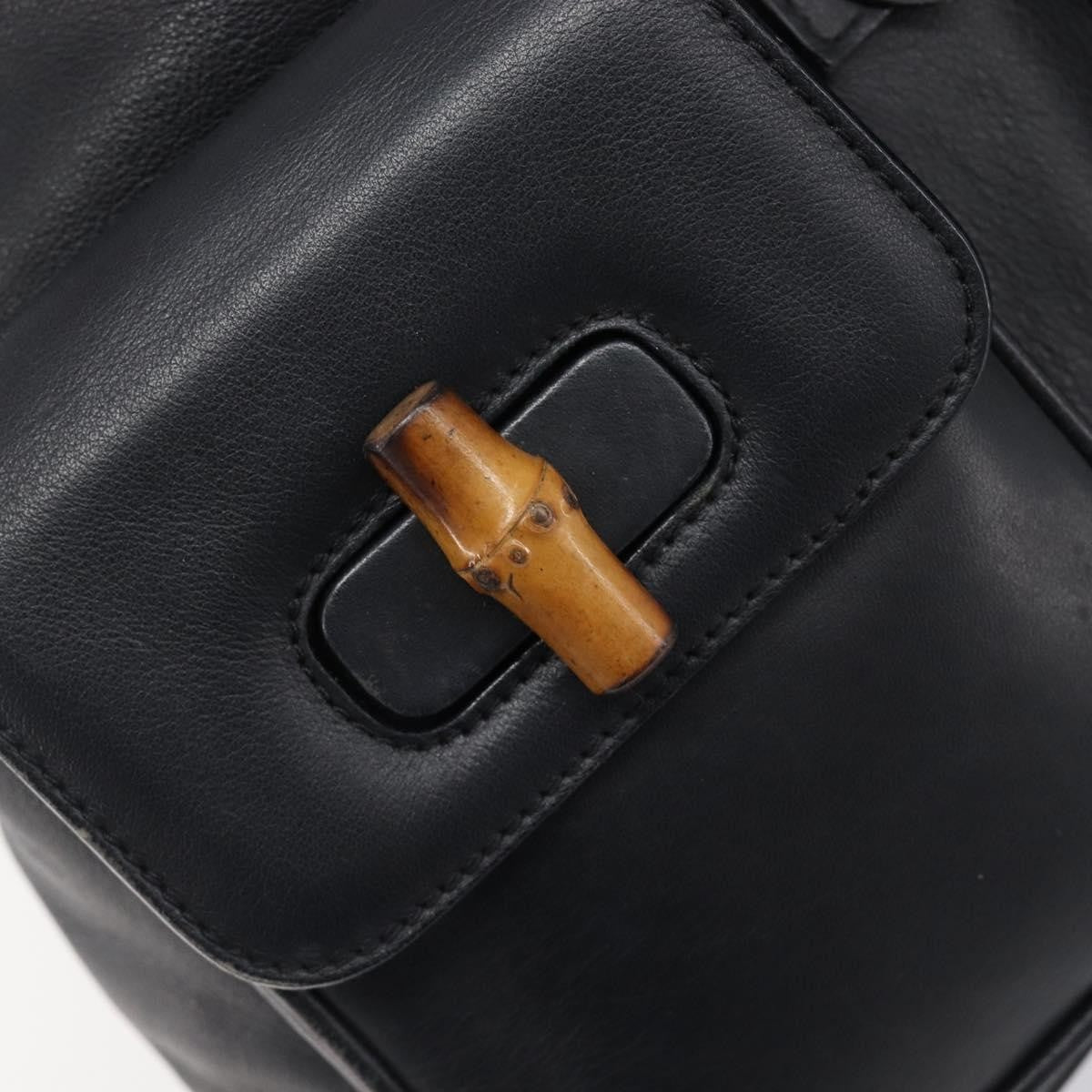 Gucci Vintage Bamboo Leather, Black, Leather, Backpack