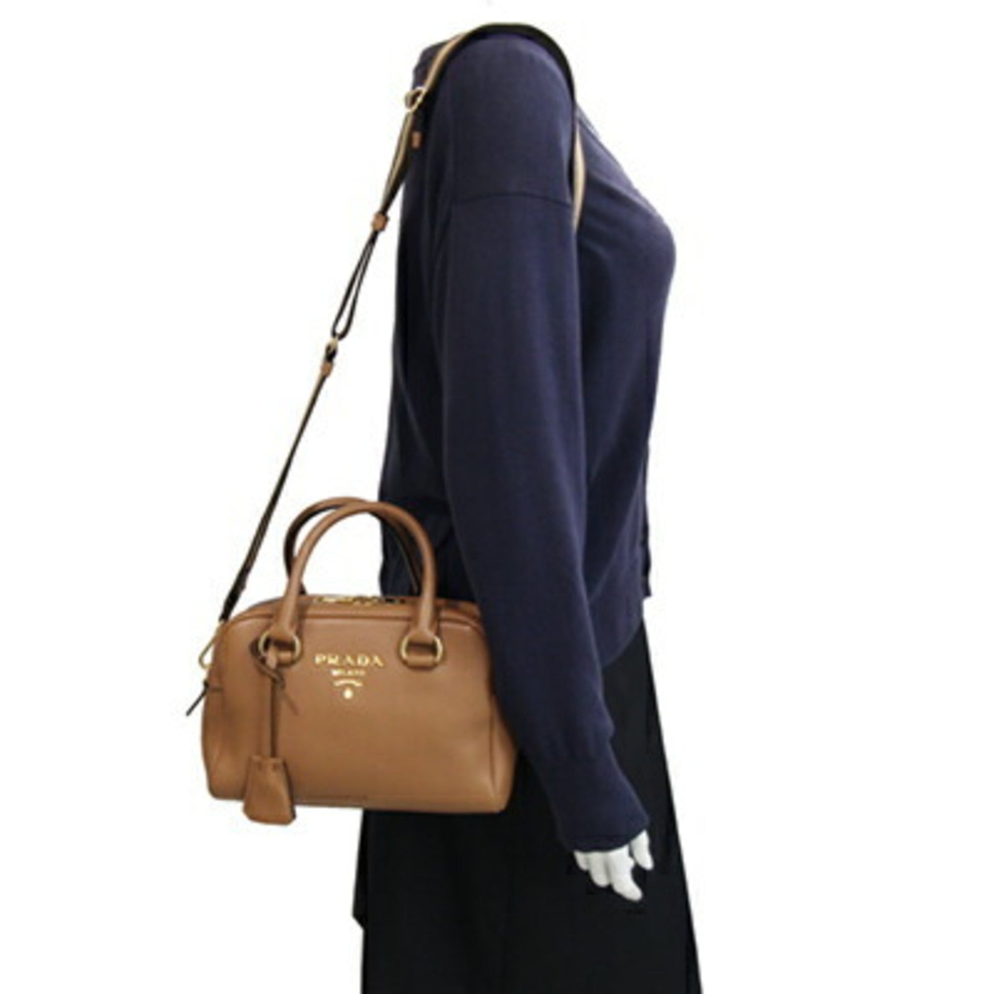 Prada Saffiano, Brown, Leather, handbag