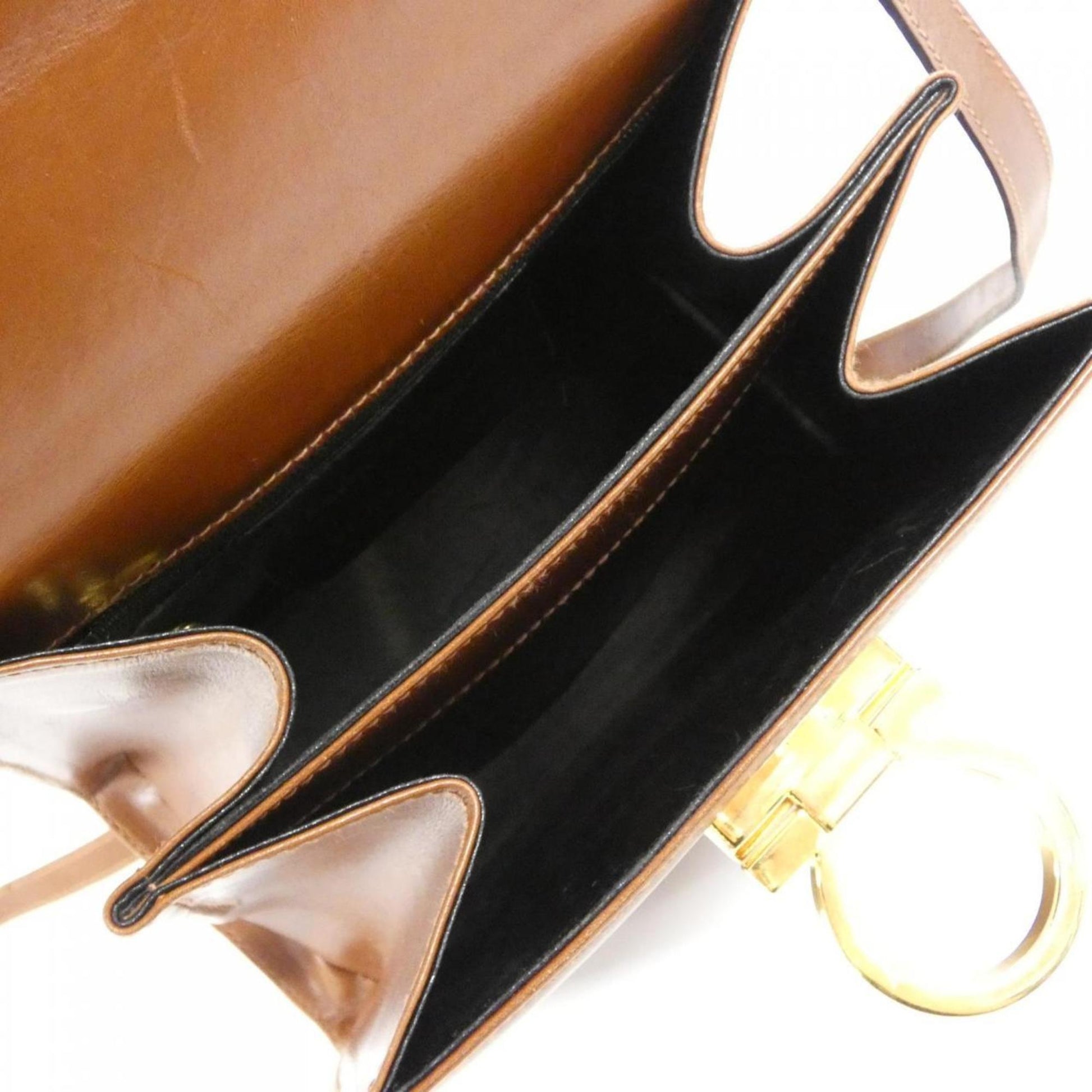 Salvatore Ferragamo Gancini, Brown, Leather, handbag