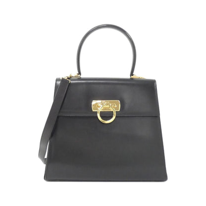 Salvatore Ferragamo Gancini, Black, Leather, handbag