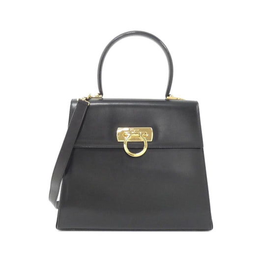 Salvatore Ferragamo Gancini, Black, Leather, handbag