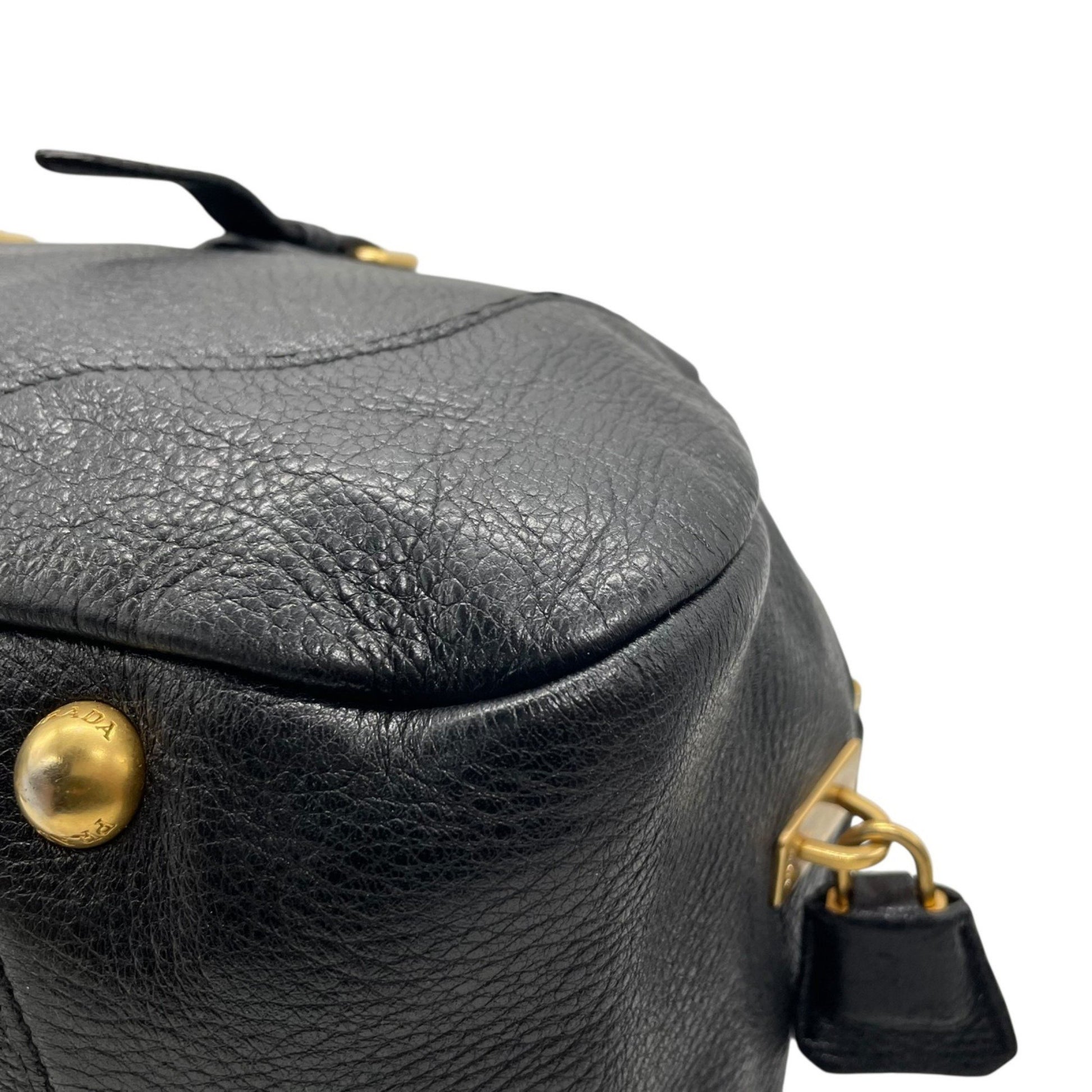 Prada, Black, Leather, handbag