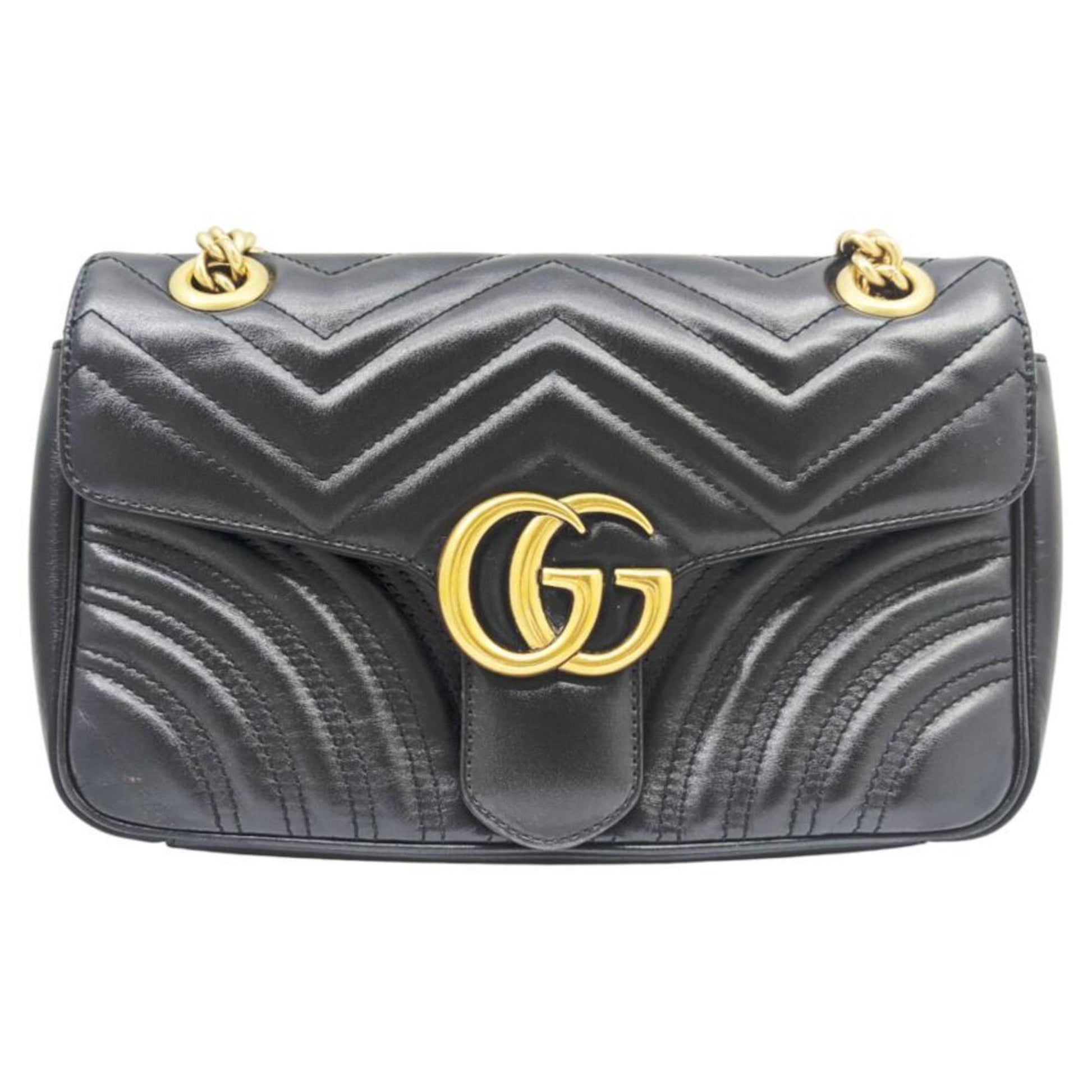Gucci GG Marmont, Black, Leather, shoulder