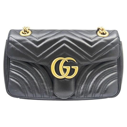 Gucci GG Marmont, Black, Leather, shoulder