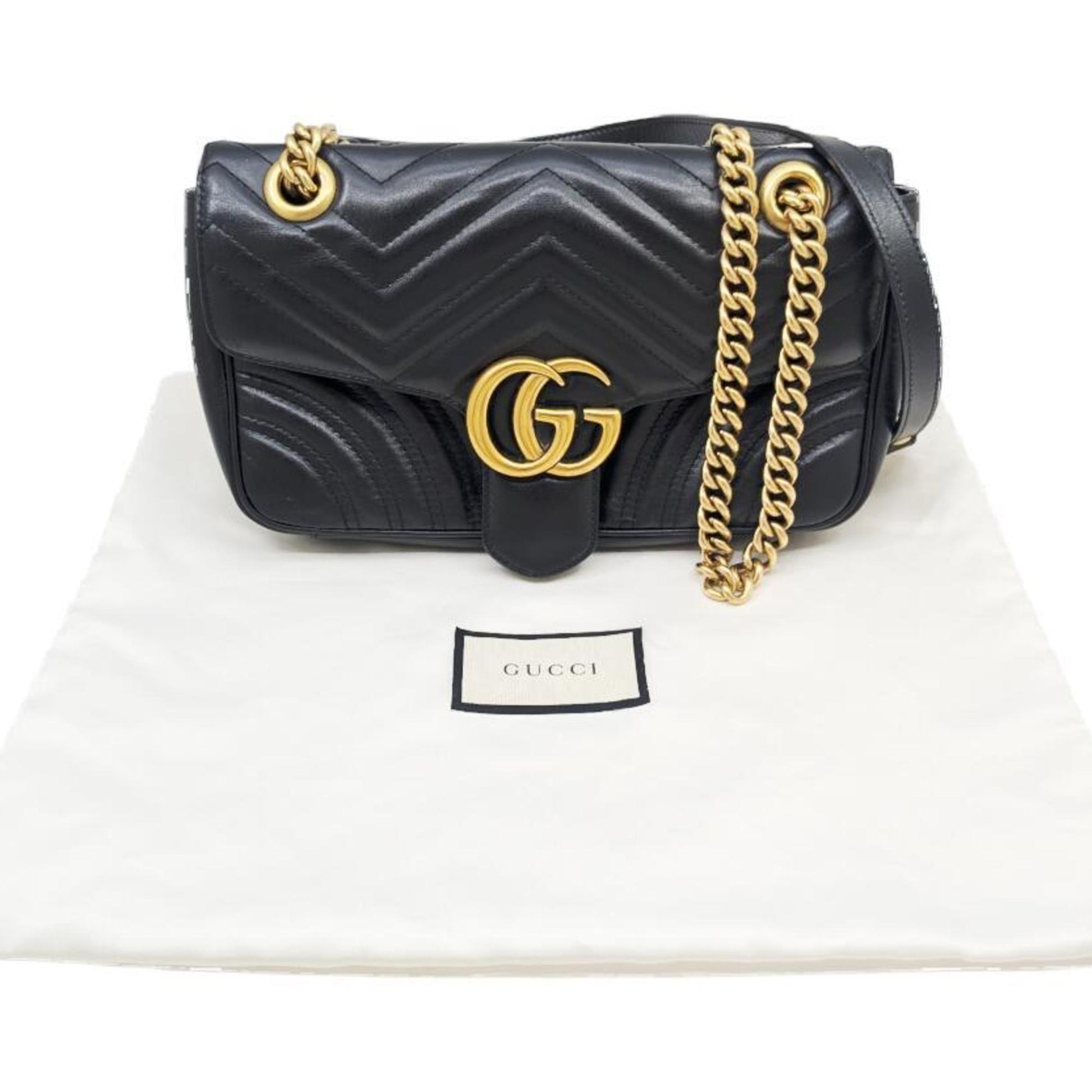 Gucci GG Marmont, Black, Leather, shoulder