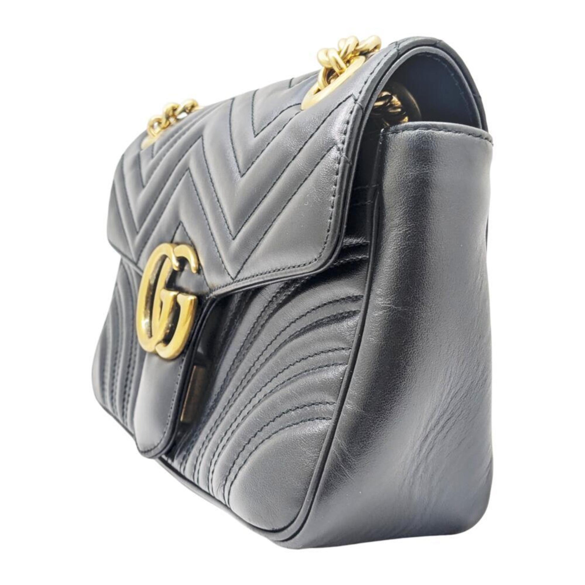Gucci GG Marmont, Black, Leather, shoulder