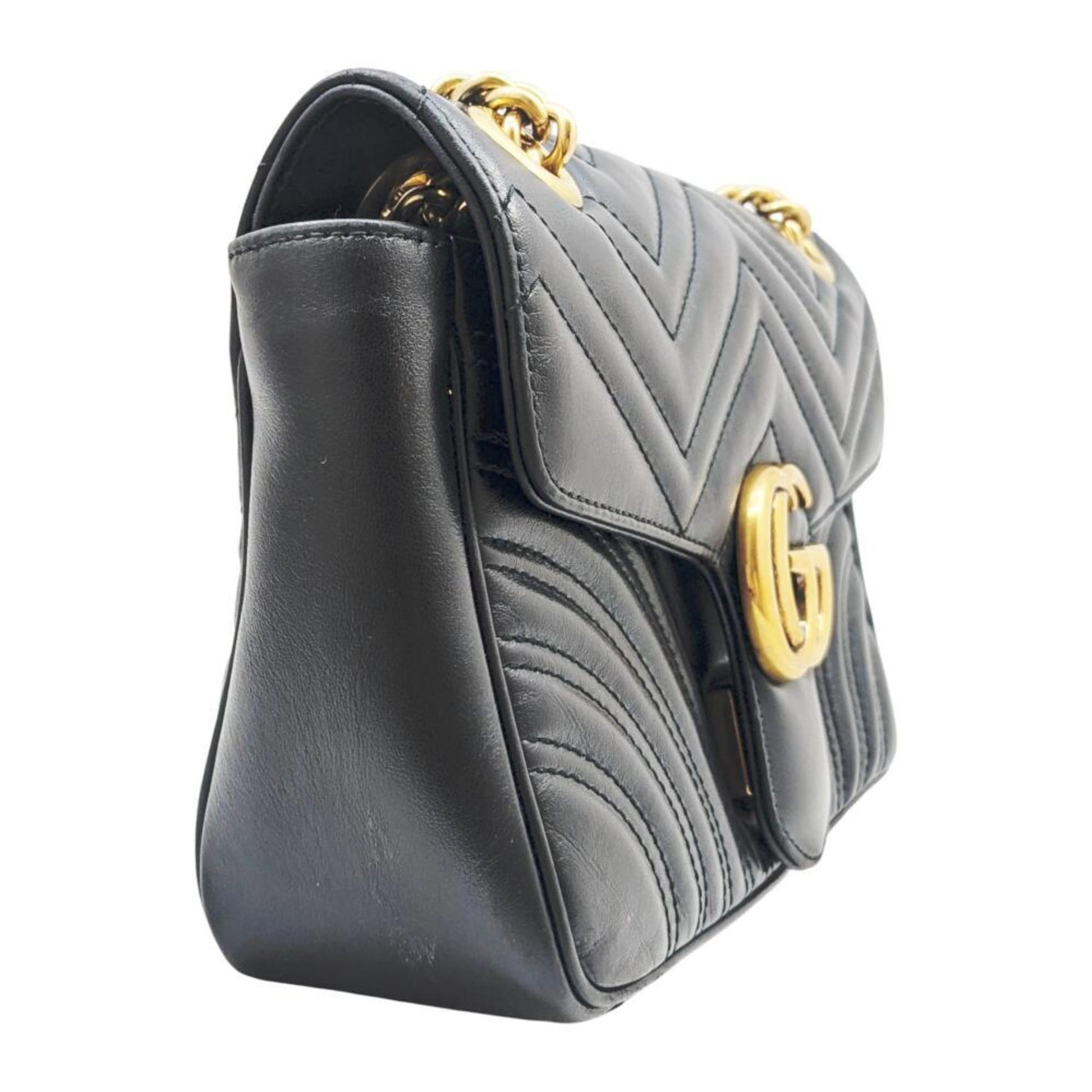 Gucci GG Marmont, Black, Leather, shoulder