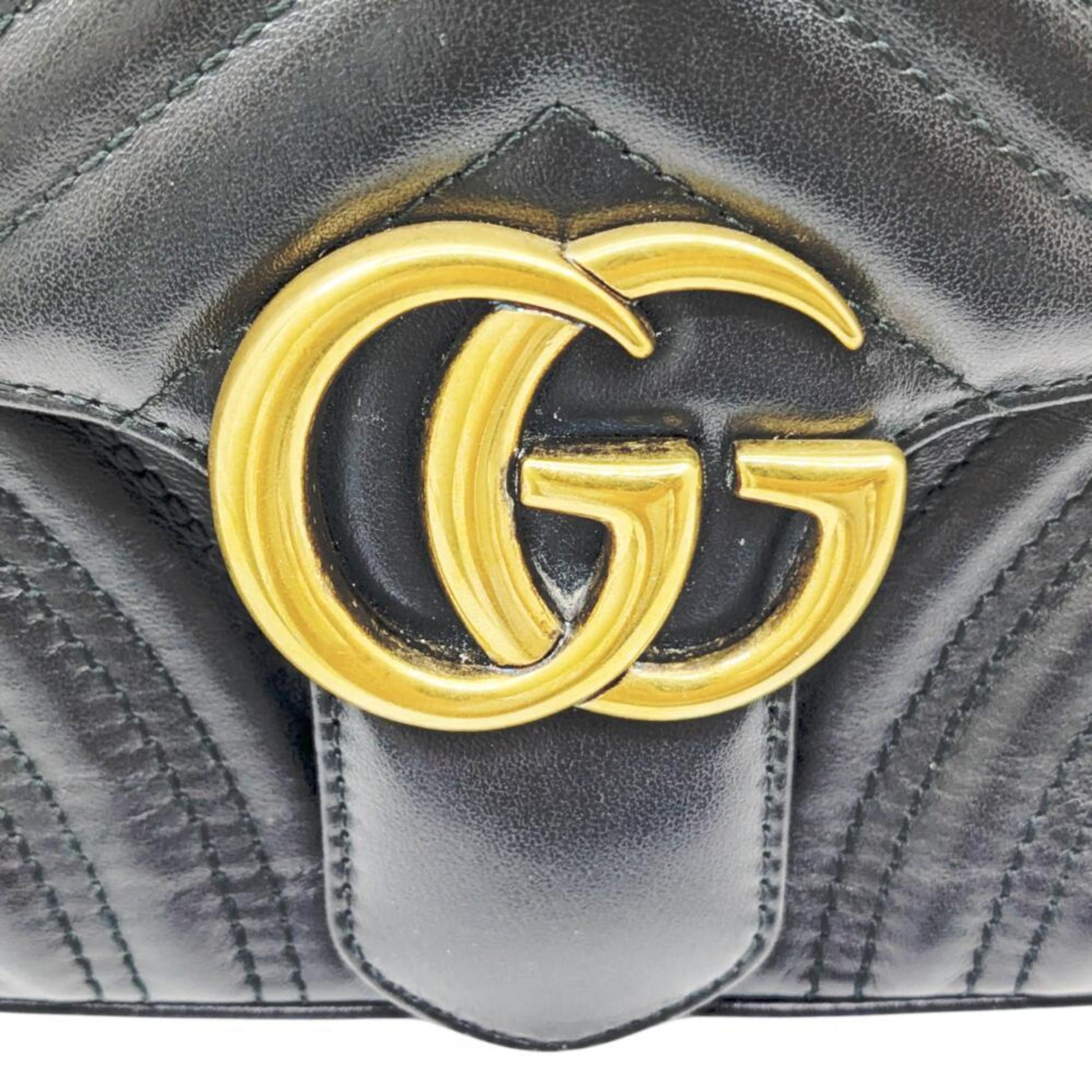 Gucci GG Marmont, Black, Leather, shoulder