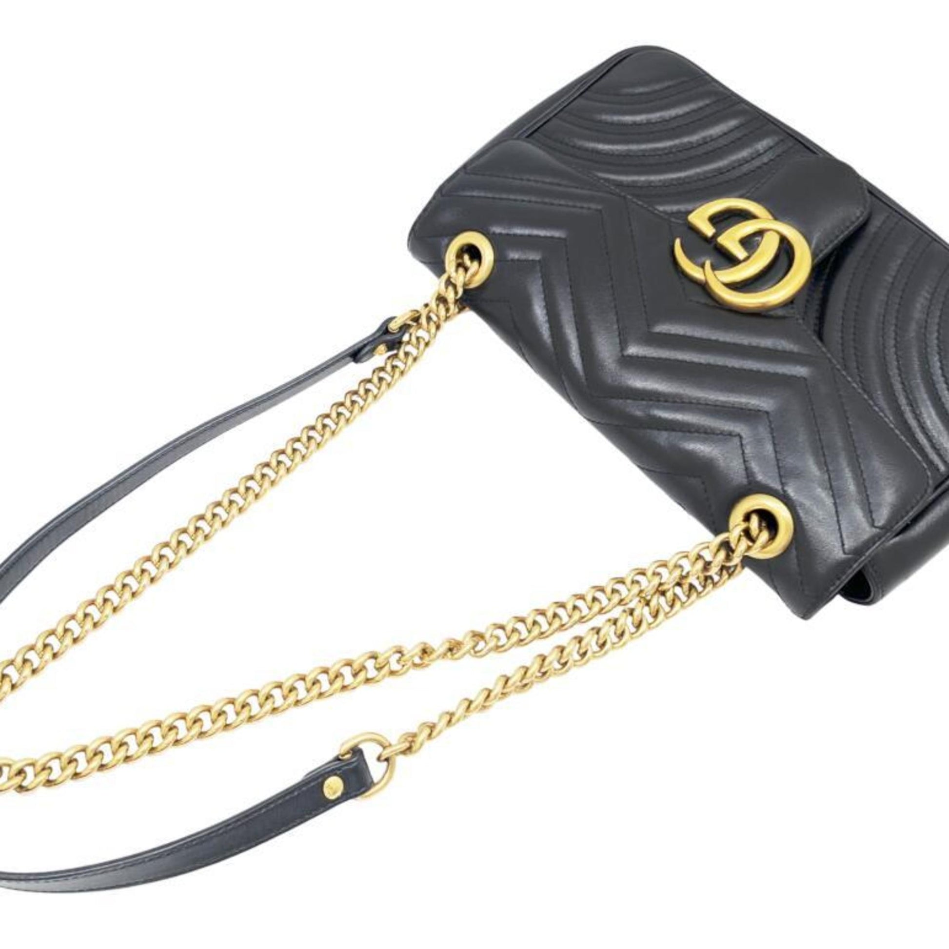 Gucci GG Marmont, Black, Leather, shoulder