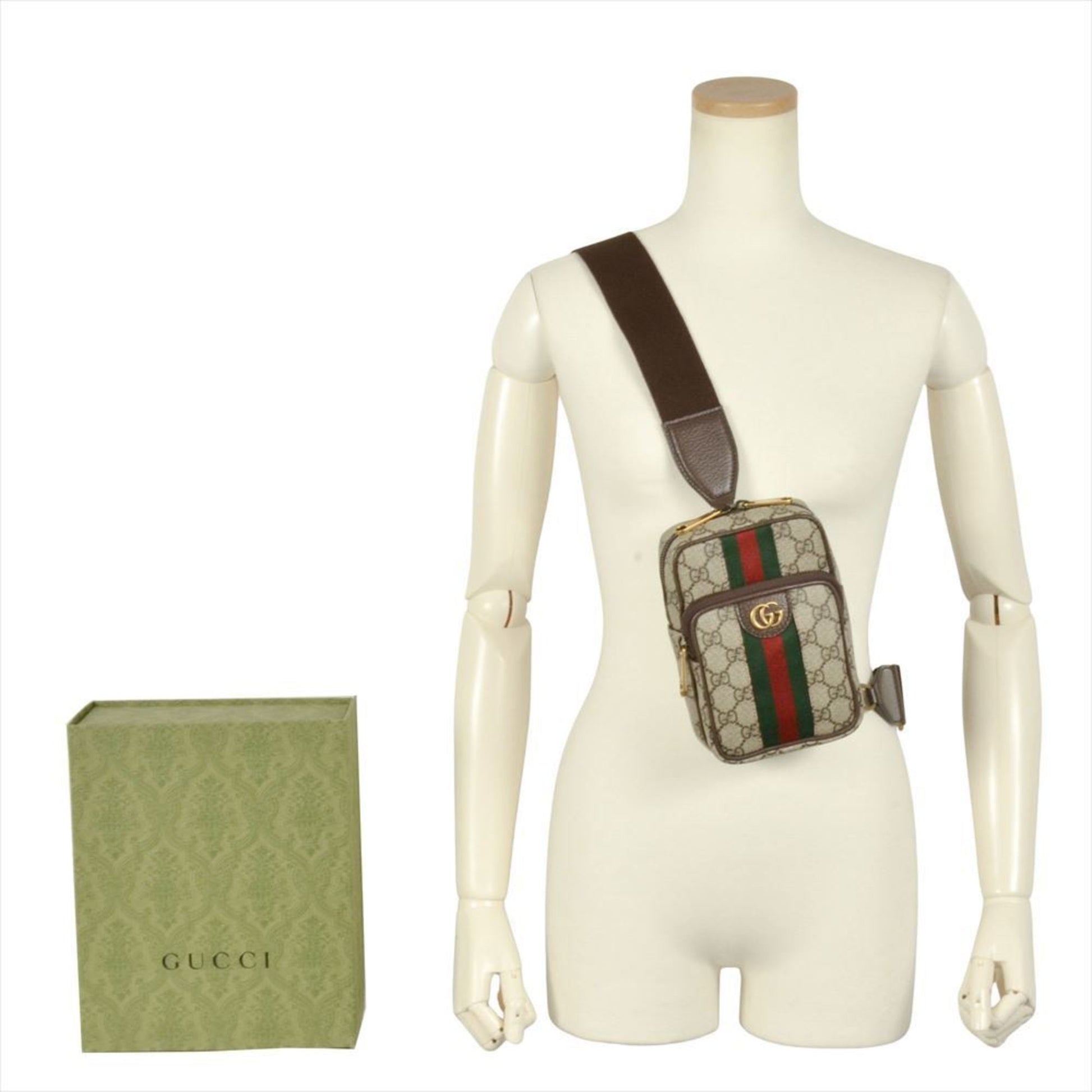 Gucci Ophidia, Beige, Canvas, shoulder