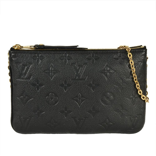 Louis Vuitton Double Zip, Black, Leather, clutch