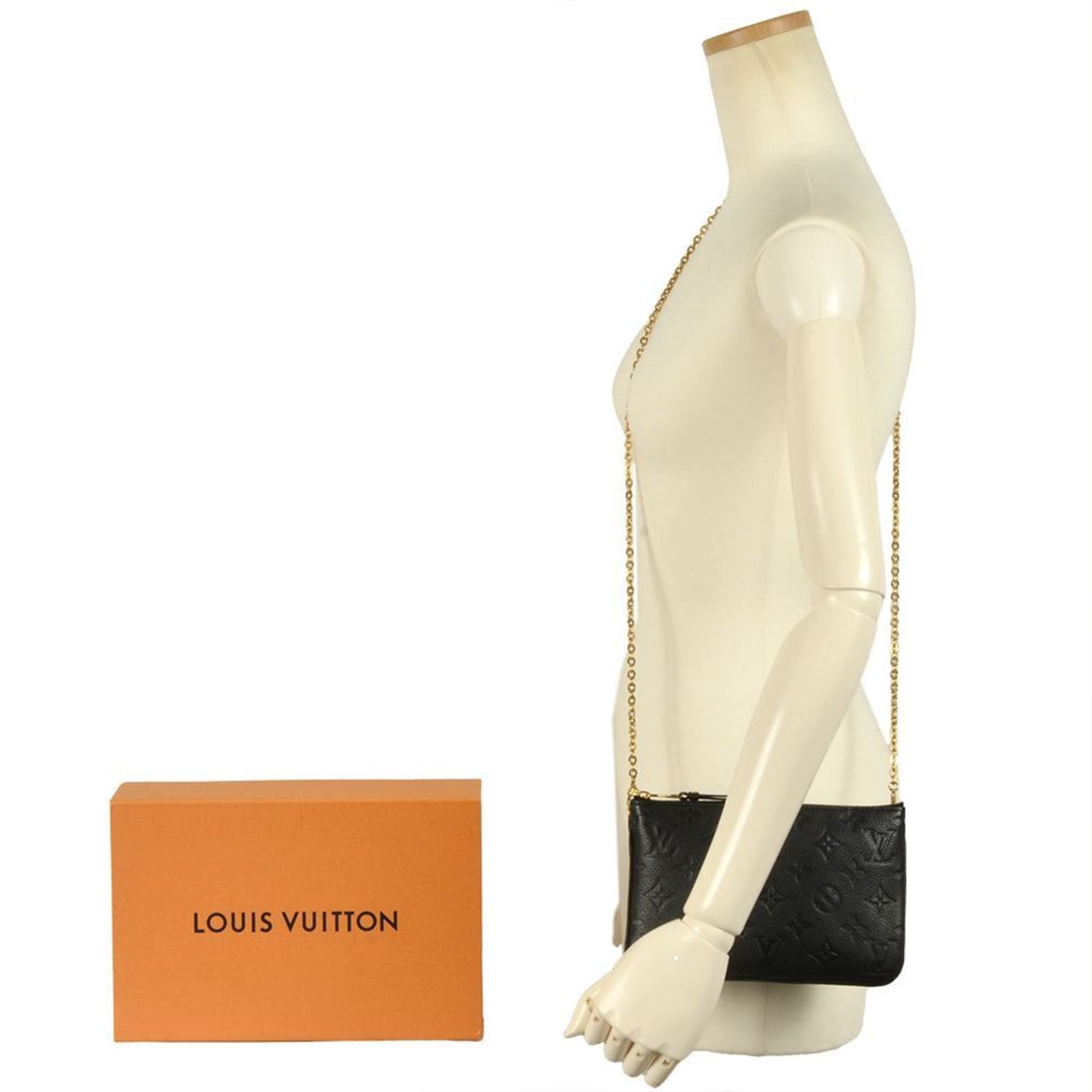 Louis Vuitton Double Zip, Black, Leather, clutch