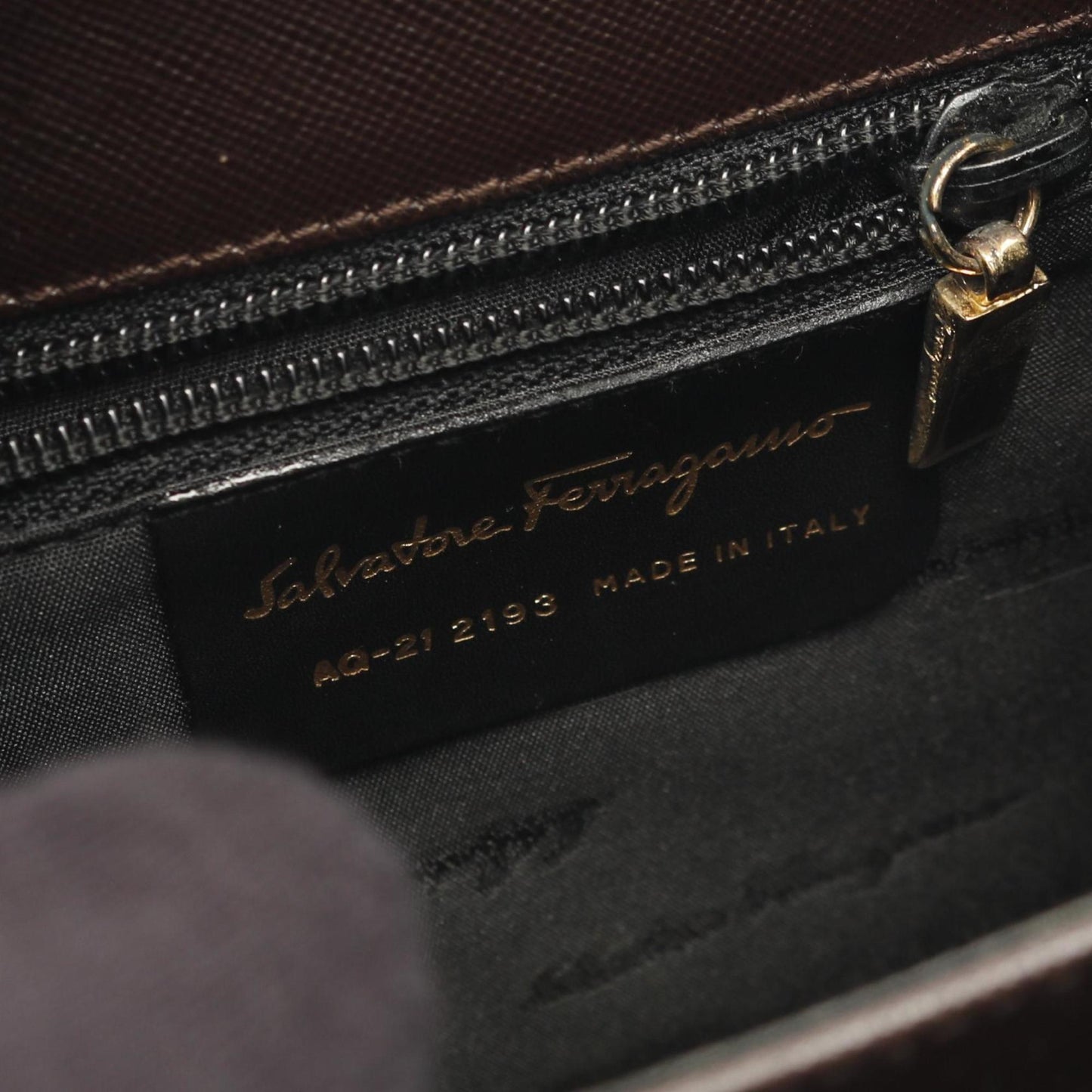Salvatore Ferragamo Gancini, Brown, Leather, handbag