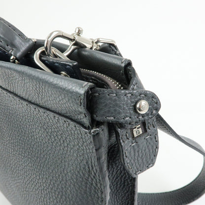 Fendi Selleria Peekaboo Grainy Leather, Gray, Leather, Handbag