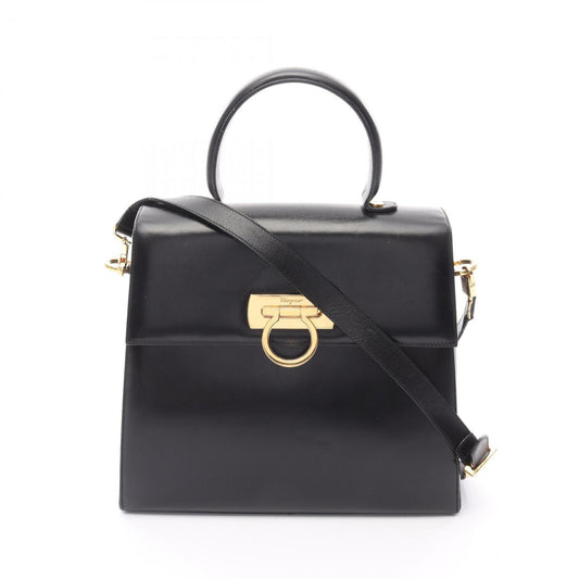 Salvatore Ferragamo Gancini, Black, Leather, handbag