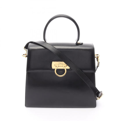 Salvatore Ferragamo Gancini, Black, Leather, handbag