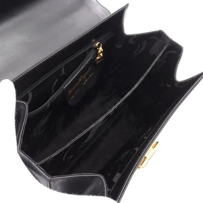 Salvatore Ferragamo Gancini, Black, Leather, handbag