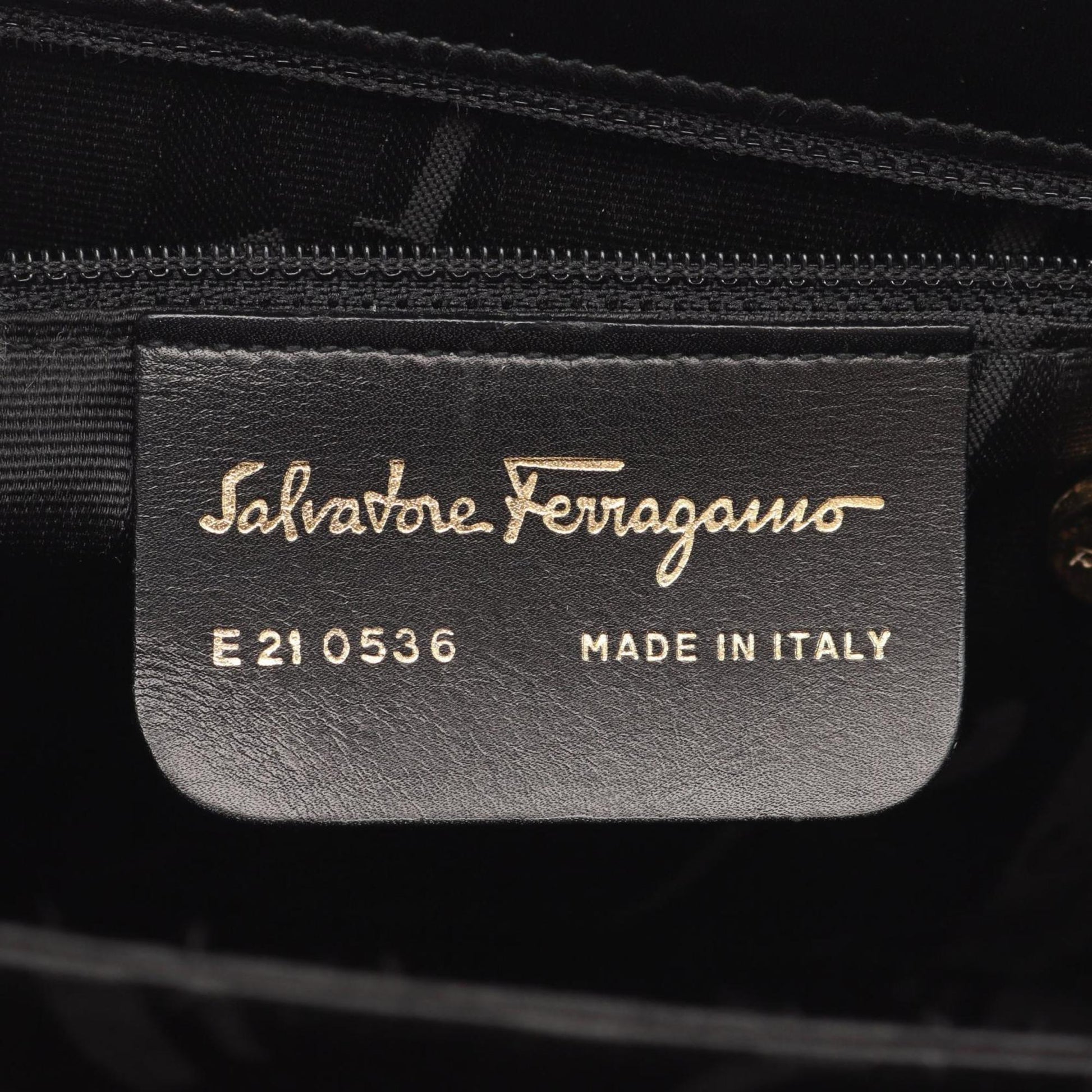 Salvatore Ferragamo Gancini, Black, Leather, handbag