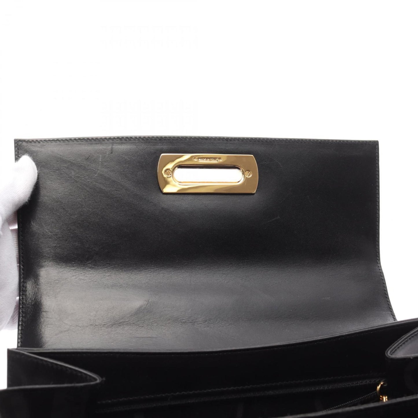 Salvatore Ferragamo Gancini, Black, Leather, handbag