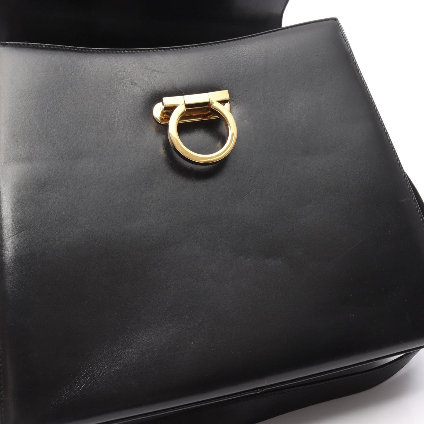 Salvatore Ferragamo Gancini, Black, Leather, handbag