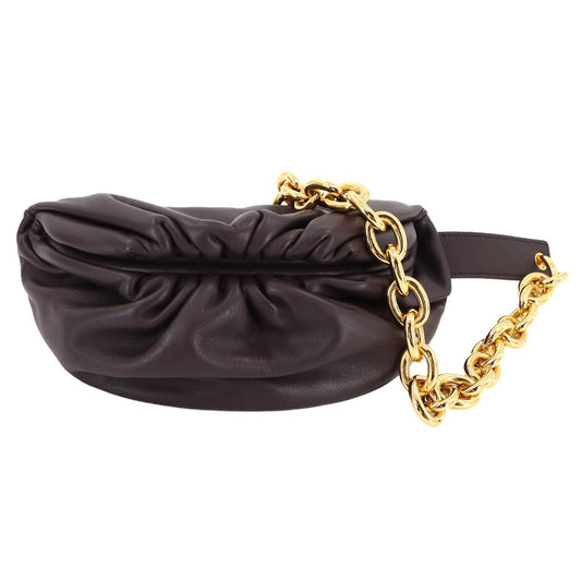 Bottega Veneta Chain Pouch, Burgundy, Leather, clutch