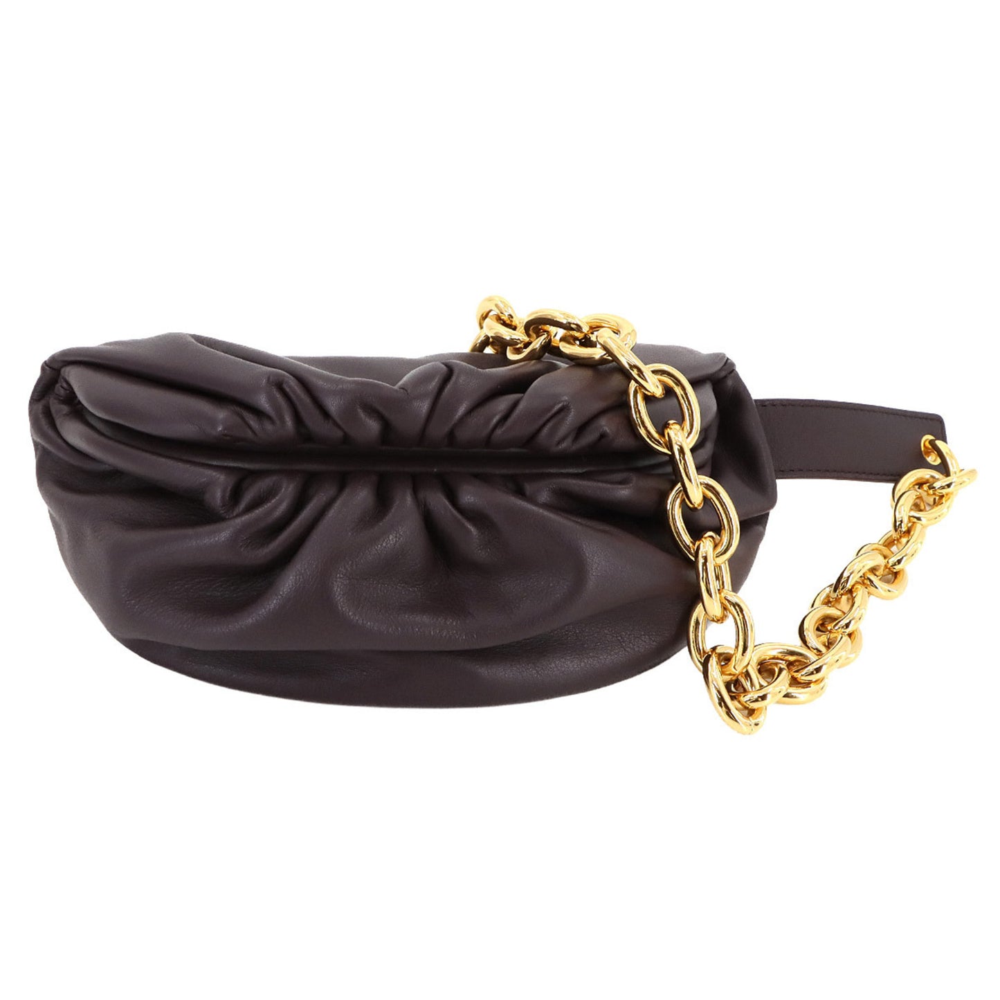 Bottega Veneta Chain Pouch, Burgundy, Leather, clutch