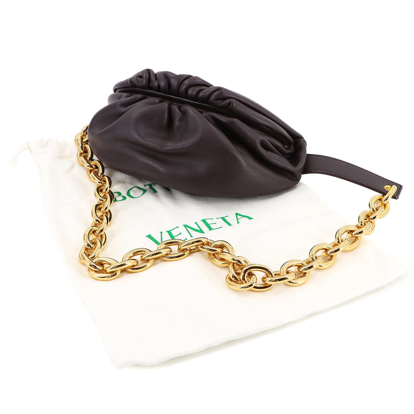 Bottega Veneta Chain Pouch, Burgundy, Leather, clutch
