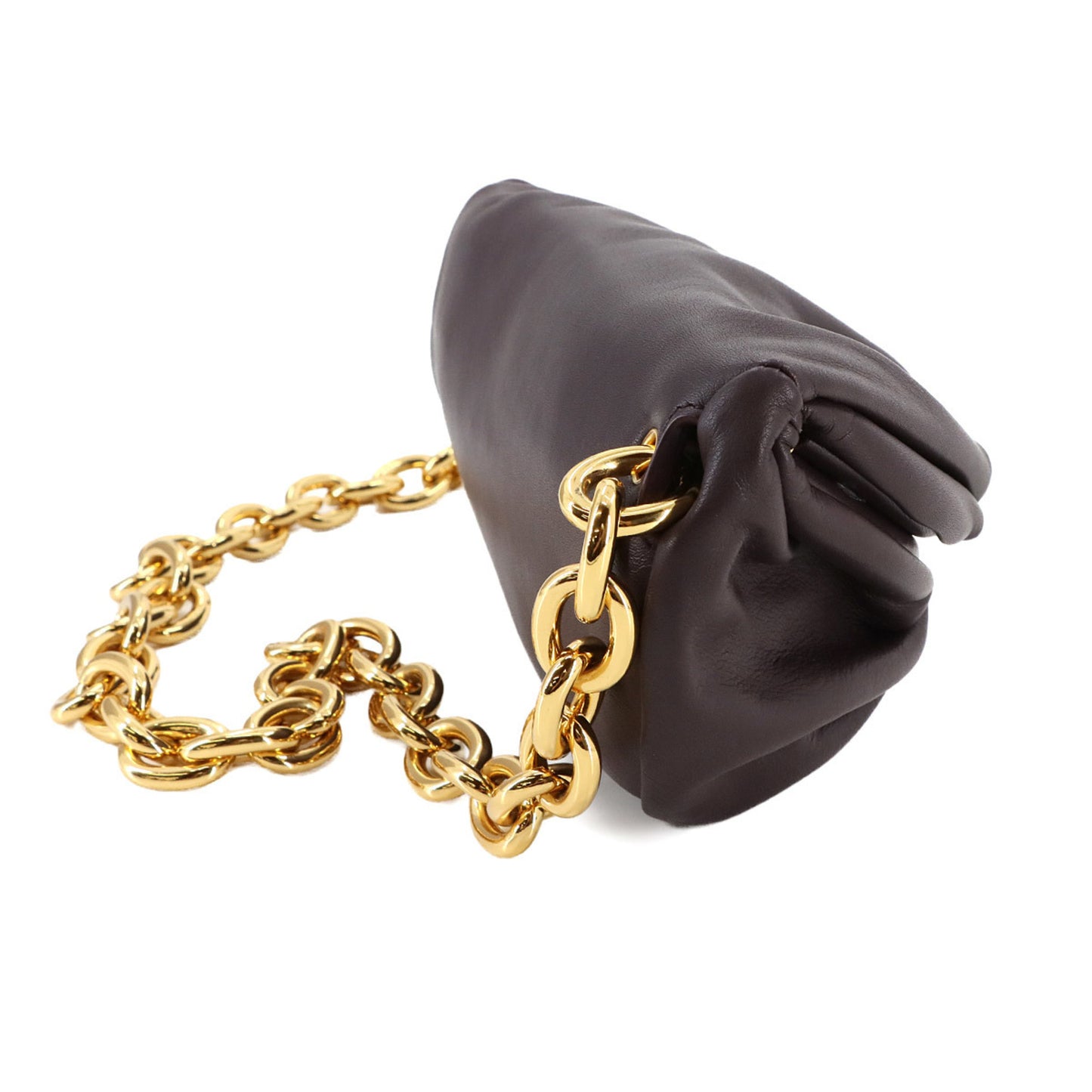 Bottega Veneta Chain Pouch, Burgundy, Leather, clutch