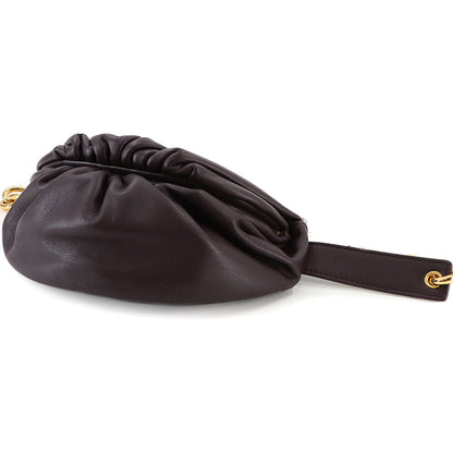 Bottega Veneta Chain Pouch, Burgundy, Leather, clutch