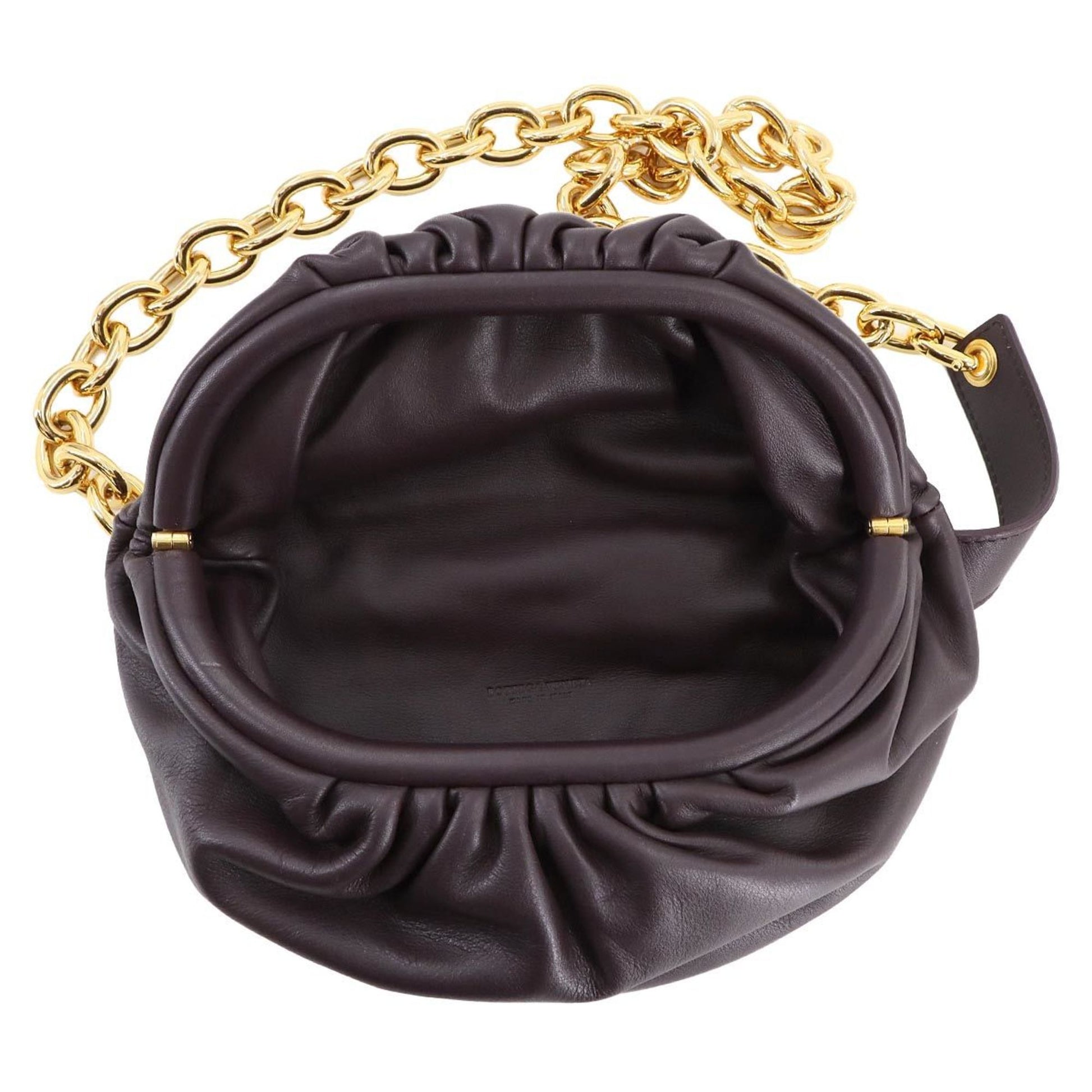 Bottega Veneta Chain Pouch, Burgundy, Leather, clutch