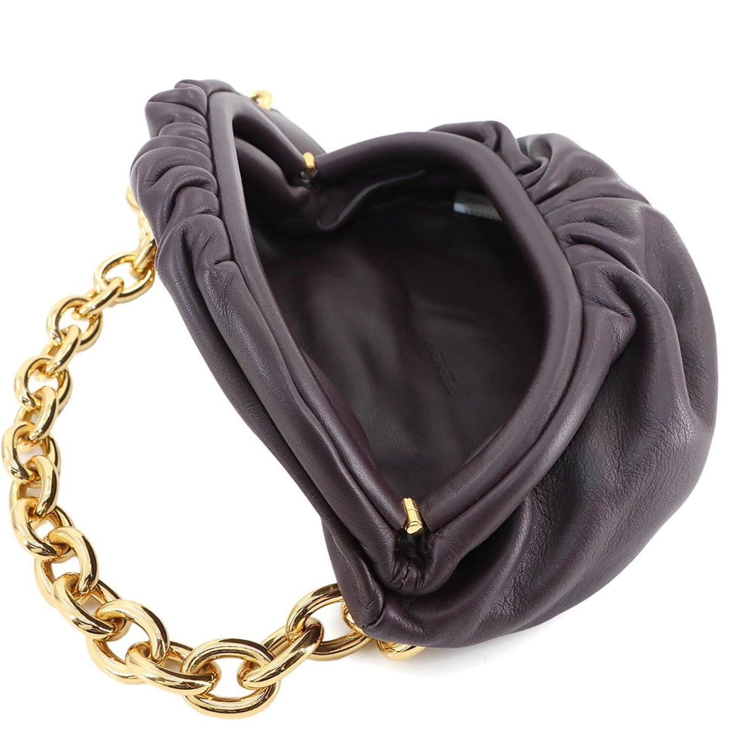Bottega Veneta Chain Pouch, Burgundy, Leather, clutch