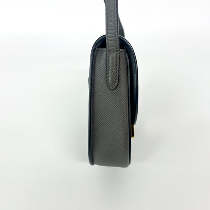 Celine Trotteur Grainy Leather, Gray, Leather, Crossbody Bag