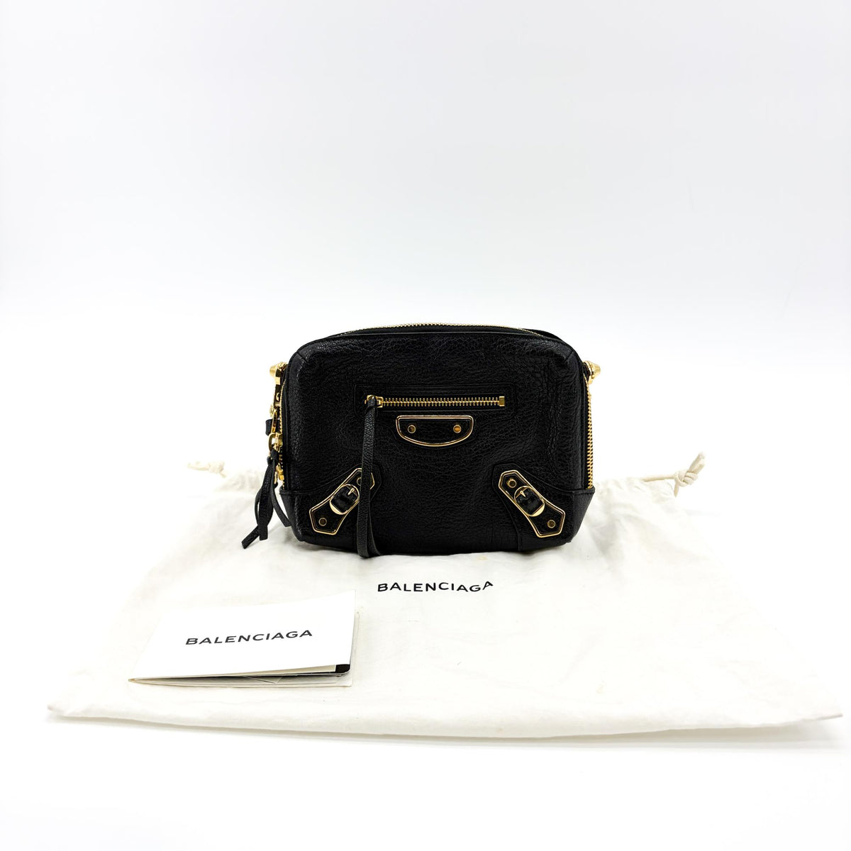 Balenciaga Classic Studs Chain Reporter Leather, Black, Leather, Crossbody Bag