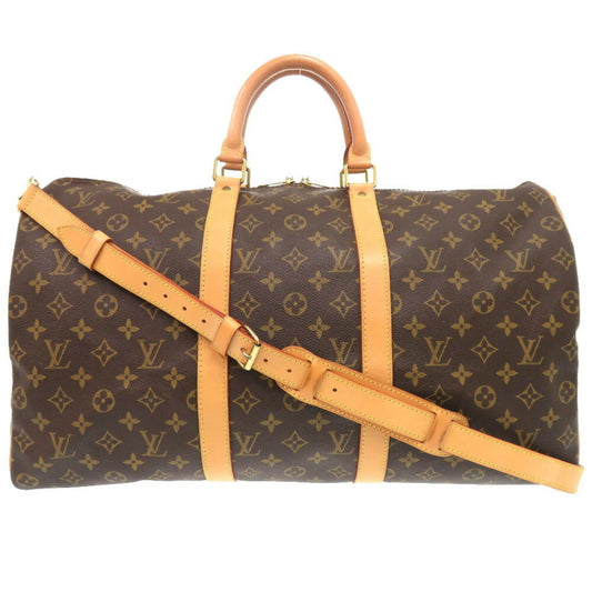 Louis Vuitton Keepall Bandouliere 50, Brown, "CANVAS, LEATHER", travel