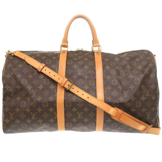 Louis Vuitton Keepall Bandouliere 55, Brown, "CANVAS, LEATHER", travel