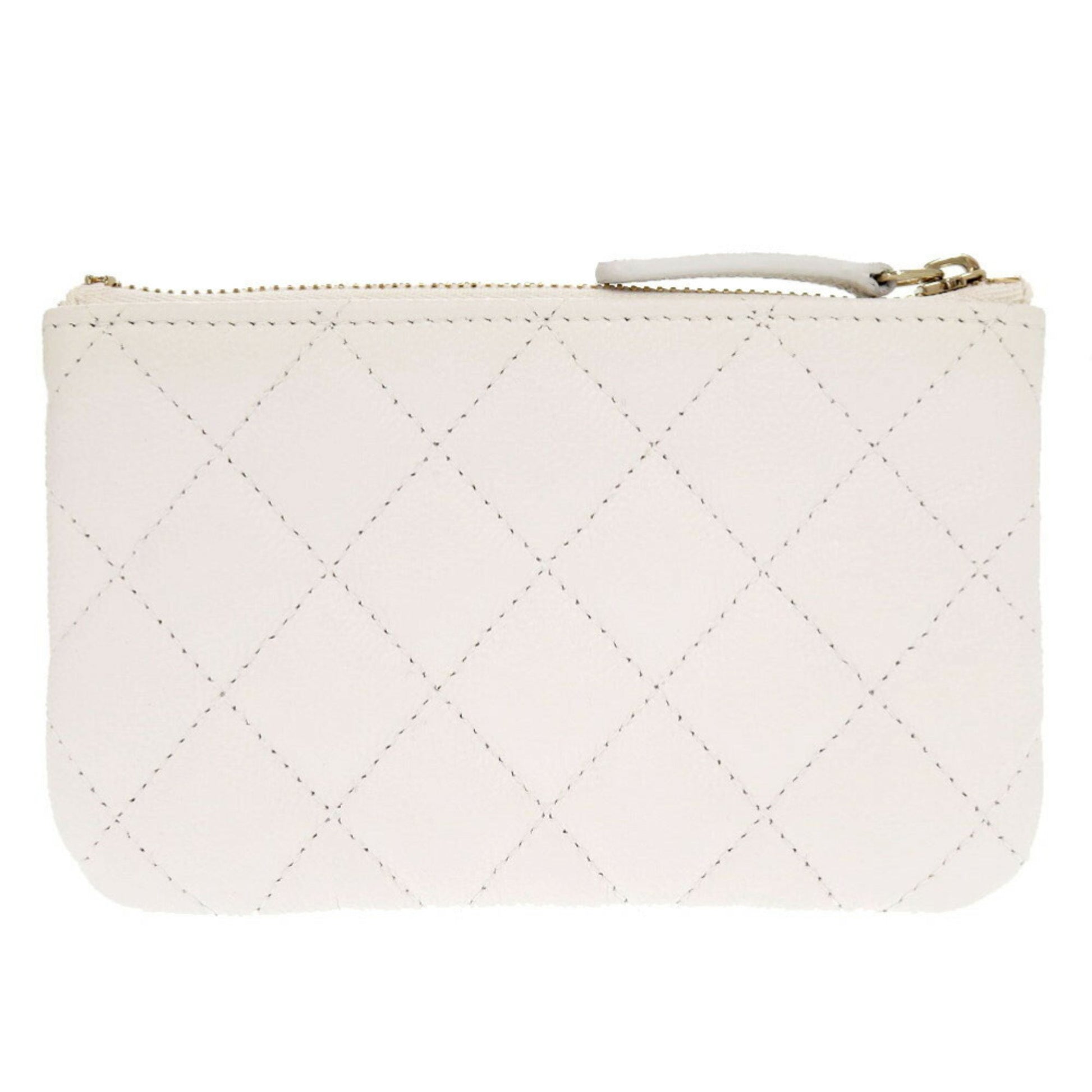 Chanel Coco Mark, White, Leather, wallet
