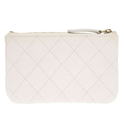 Chanel Coco Mark, White, Leather, wallet