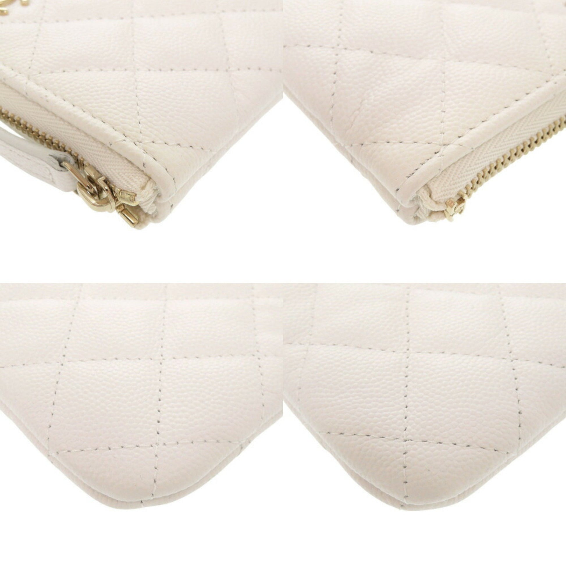 Chanel Coco Mark, White, Leather, wallet