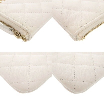 Chanel Coco Mark, White, Leather, wallet