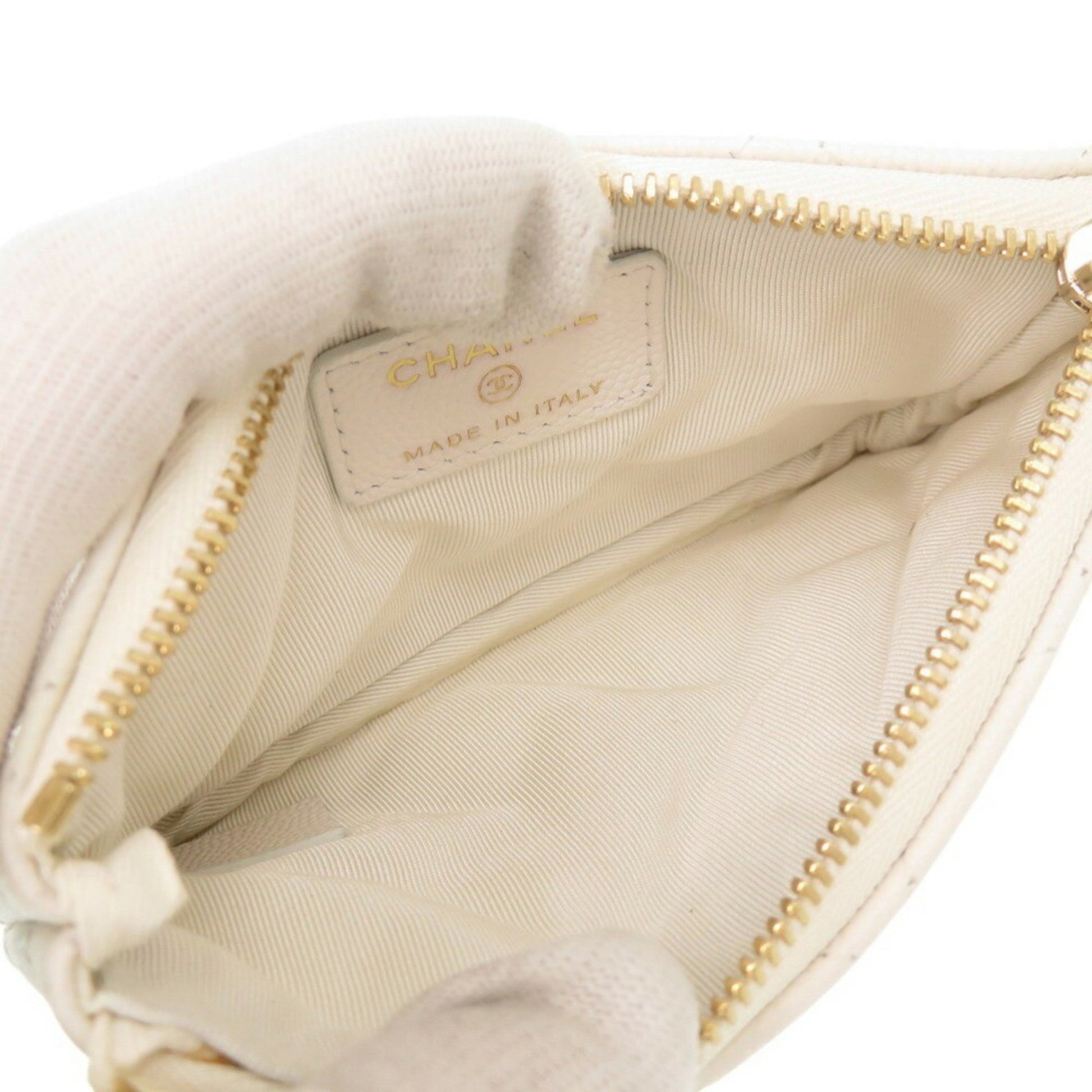 Chanel Coco Mark, White, Leather, wallet