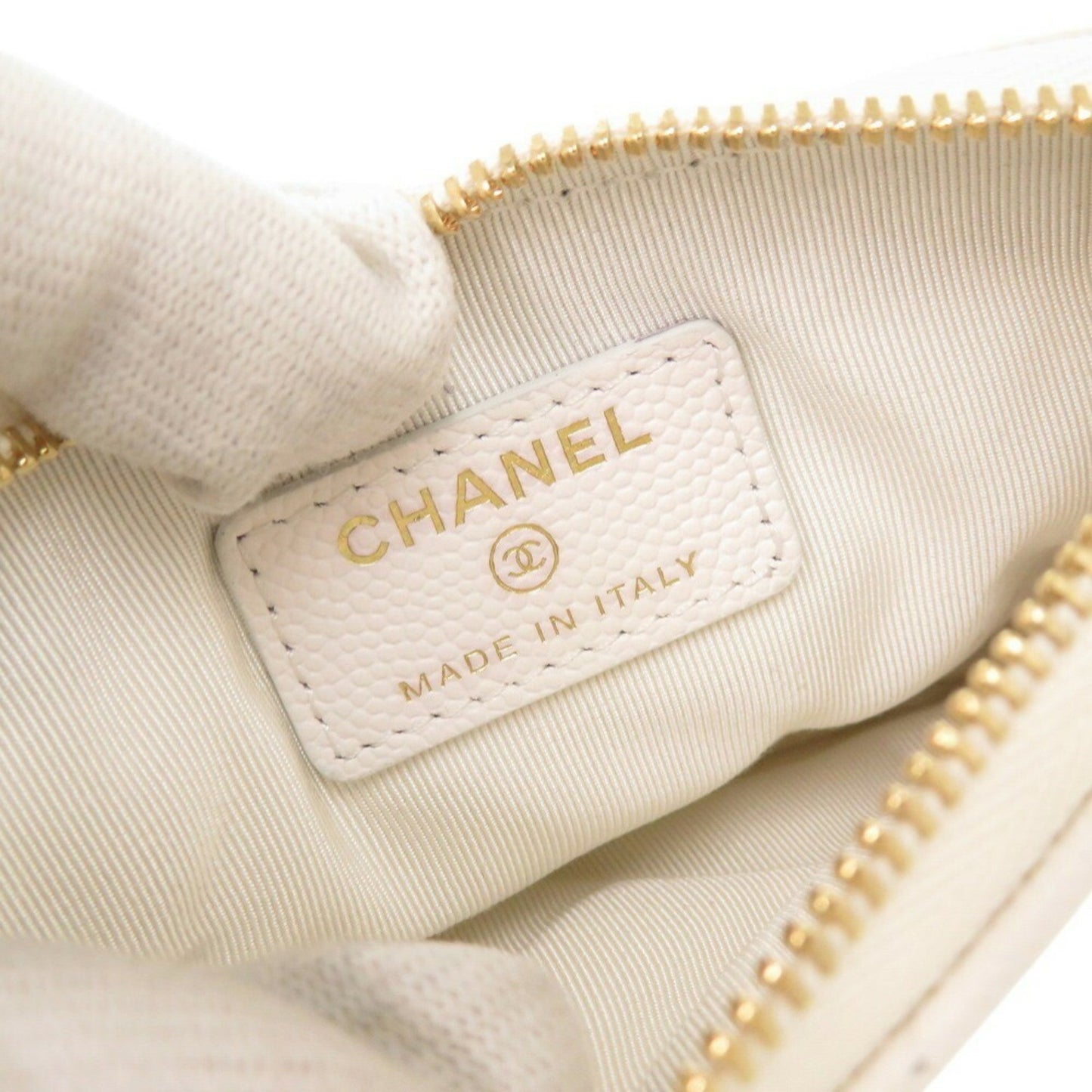 Chanel Coco Mark, White, Leather, wallet