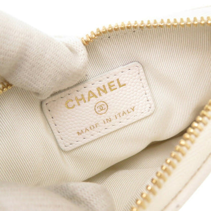 Chanel Coco Mark, White, Leather, wallet