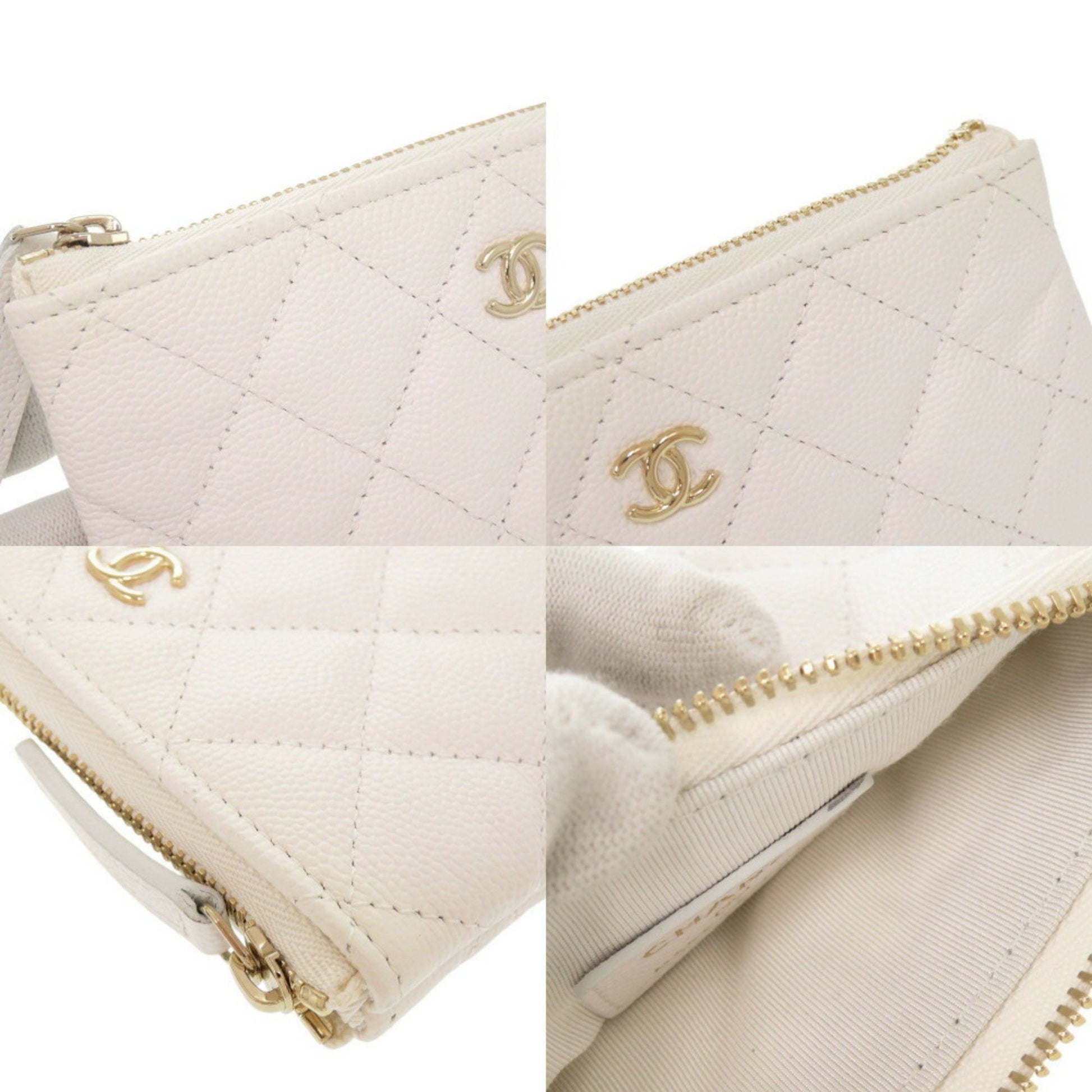 Chanel Coco Mark, White, Leather, wallet