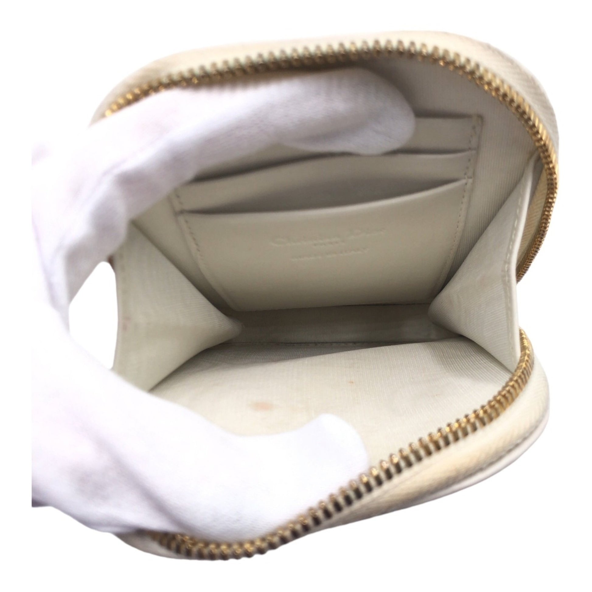 Dior Lady Dior, White, Leather, clutch
